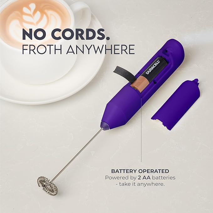 Zulay Kitchen Milk Frother Handheld Battery Operated – Electric Drink Mixer for Coffee, Lattes, Cappuccinos, Matcha & Hot Chocolate – Portable Foam Maker & Coffee Bar Accessory