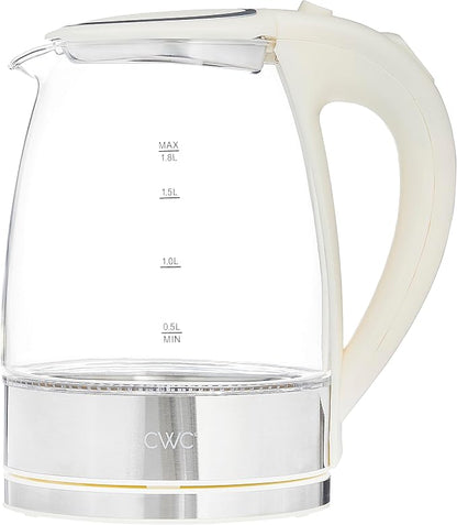 COOK WITH COLOR Electric Tea Kettle, 1.8L Cordless Hot Water Boiler, 1200W Rapid Boil, Auto Shutoff & Boil Dry Protection, BPA-Free, Sleek Countertop Design, Cream