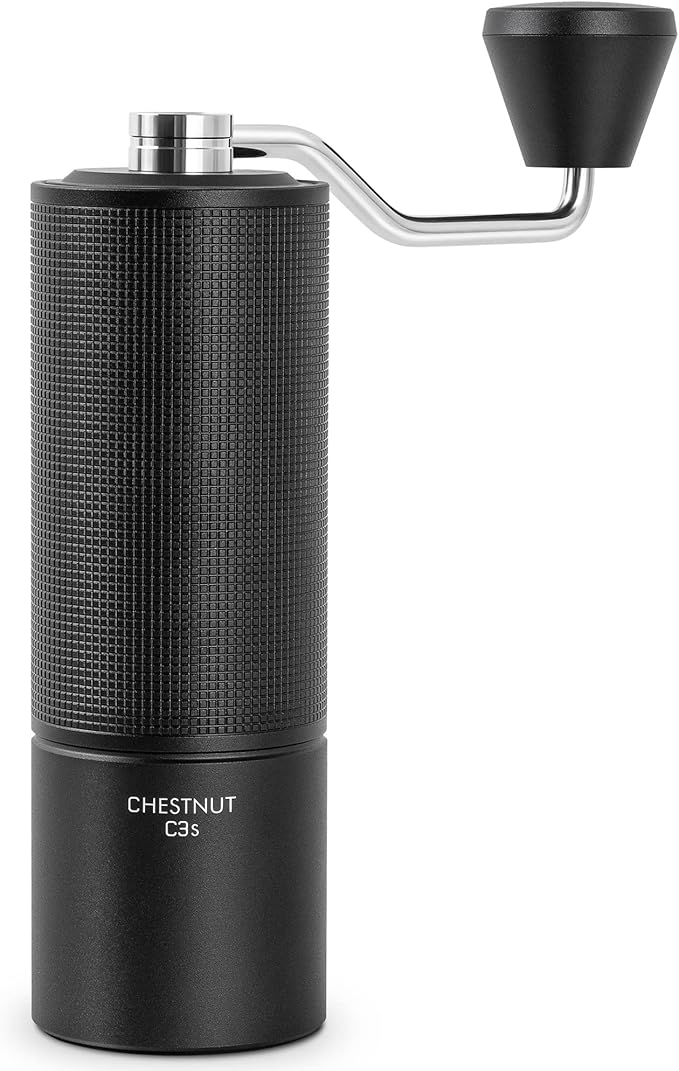 Chestnut TIMEMORE C3S Manual Coffee Grinder, Hand Coffee Grinder with Adjustable Grind Setting, Stainless Steel S2C Conical Burr Coffee Grinder, for Espresso to French Press - Black
