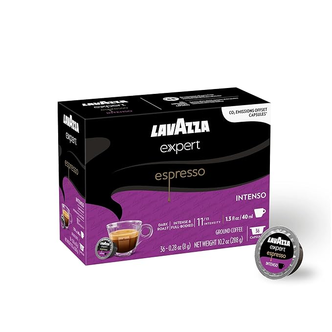 Lavazza Expert Espresso Intenso Capsules, Dark Roast, Arabica and Robusta Blend, Compatible with Lavazza Classy Machines (36 Capsules)