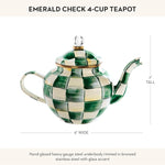 Load image into Gallery viewer, MACKENZIE-CHILDS Enamel Teapot, Cute Small Teapot with Lid, 4-Cup Capacity, Green-and-White Emerald Check