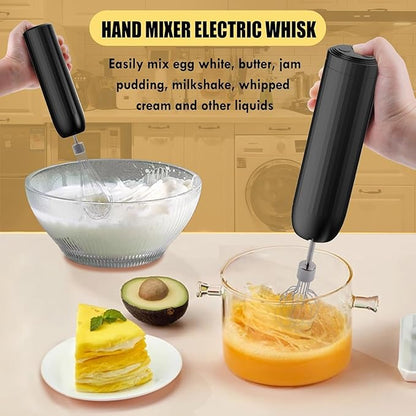 Electric Hand Mixer with Whisk, Handheld Electric Whisk, Hand Blender Set for Mini Food Processor, Rechargeable Cordless Handheld Mixer, Small Food Chopper for Dicing, Mincing, and Puree, 4-Speed,10Oz