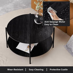 Load image into Gallery viewer, Round Coffee Table, 2-Tier 32.9" Circle Coffee Tables with Storage Wood Rustic Farmhouse Center Circular Coffee Table for Living Room Bedroom Balcony Office - Black
