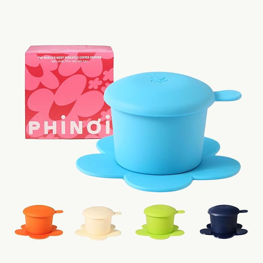 [Holiday Gift] Vietnamese Phin Filter, Plastic Reusable Pour Over Coffee Dripper, Single Cup Coffee Filter with Flower Design for Manual Brewing, Gift for Christmas Thankgiving (Blue)