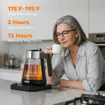 Load image into Gallery viewer, Electric Tea Kettle with Infuser 1.7L Glass Electric Kettle with Temperature Control Automatic Shut Off 12H Keep Warm for Tea Coffee Water Heater, Black