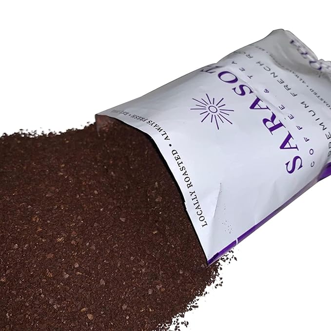 Sarasota Coffee Ground Packets | Low Acid Dark Roast Ground Coffee Packs | European French Roast | Mold Free Coffee Singles Packets | Ground Coffee Pouches | Individual Coffee Packets for 12 Cup Coffee Maker | 2.5 Ounce Bags, 36 Count