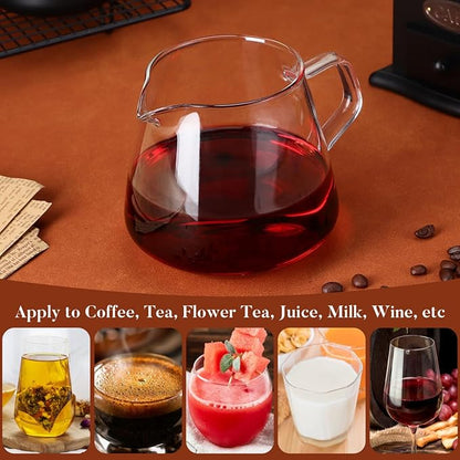 Hand Pour Coffee Maker Glass Coffee Server Latte Art Pitcher Home Carafe Cup Server Simple Drinks Dispenser Clear Coffee Maker(650 ML)
