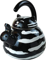 Load image into Gallery viewer, Trenton Gifts Whistling Tea Kettle - Enamel on Steel Black Cat Decor - Cute Animal Stovetop Kettle - 2.1 Quart Tea Pots