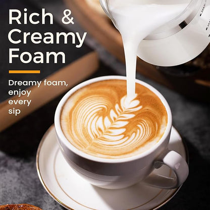 Milk Frother and Steamer, 6 in 1 Milk Steamer and Milk Warmer, 17oz Auto Shut Off Electric Frother with Touch Screen, Hot/Cold Foam Maker for Coffee, Latte, Cappuccino, Hot Chocolate