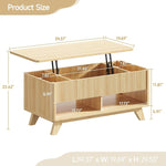 Load image into Gallery viewer, Farmhouse Lift Top Coffee Table, Mid Century Modern Coffee Table with Hidden Storage Compartment, Fluted Rising Pull up Wood Modern Center for Living Room, Office, Natural Oak