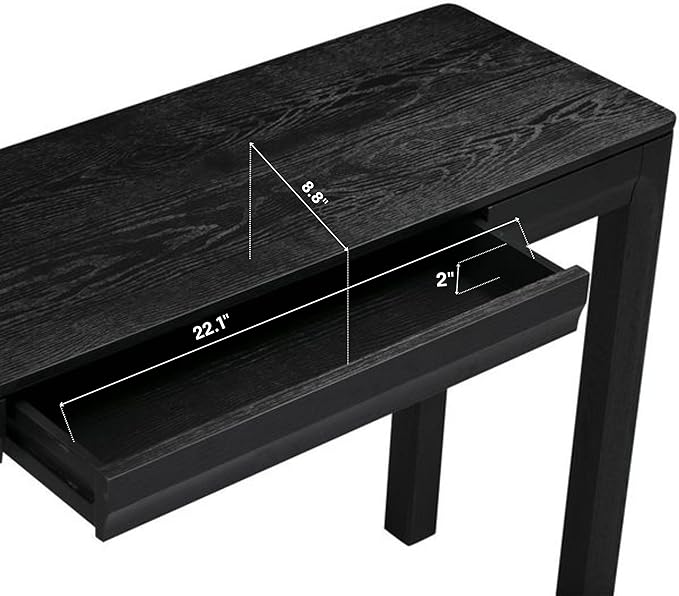 NTC Flow Modern Wooden Rectangle Console Table with Hidden Drawer – Waterproof & Heat Resistant, Burnt Black