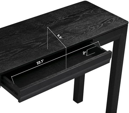 NTC Flow Modern Wooden Rectangle Console Table with Hidden Drawer – Waterproof & Heat Resistant, Burnt Black