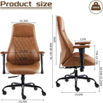 Load image into Gallery viewer, YFO Home Office Desk Chair High Back Office Rubber Casters Ergonomic Computer Chair with Lumbar Support Adjustable Height Rolling Swivel Chair Executive Task Armrests， Brown Leather
