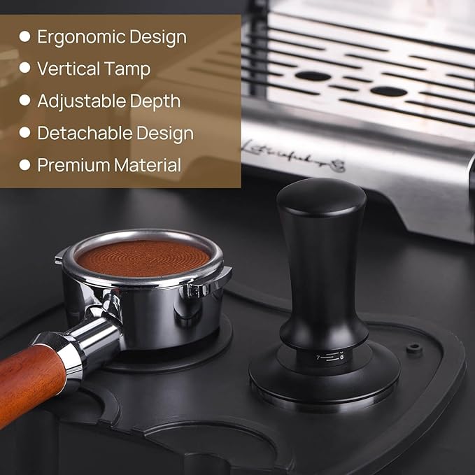 51mm Espresso Tamper, Coffee Tamper for Espresso Machine, Espresso Tamp with Spring Loaded Tamper, Depth-adjustable Espresso Hand Tampers 51mm