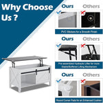 Load image into Gallery viewer, VINGLI White Charcoal Lift Top Coffee Table, 36" Small Farmhouse Barn Door Coffee Table with Storage, Rectangular Center Wood Coffe Table with Lifting Top, Living Room Tables with Hidden Compartment