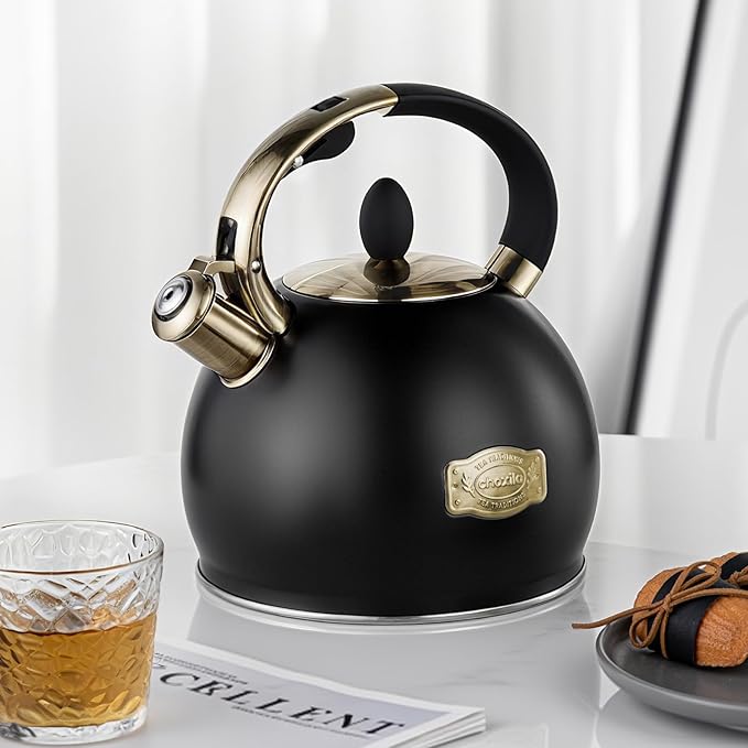 Stovetop Tea Kettle - 2.64 Quart Whistling Tea Pot for Stove Top, Stainless Steel Tea Kettle for All Stovetops Including Induction, Gas, Electric | Ergonomic Pouring Design