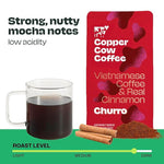 Load image into Gallery viewer, Copper Cow Premium Vietnamese Ground Coffee, 10 OZ | Churro Flavored Coffee | Dark Roast Made with Real Cinnamon | Vietnamese Coffee