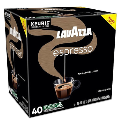 Lavazza Espresso, Single-Serve Keurig K-Cup Pods, Medium Roast Coffee, 40-Count Box