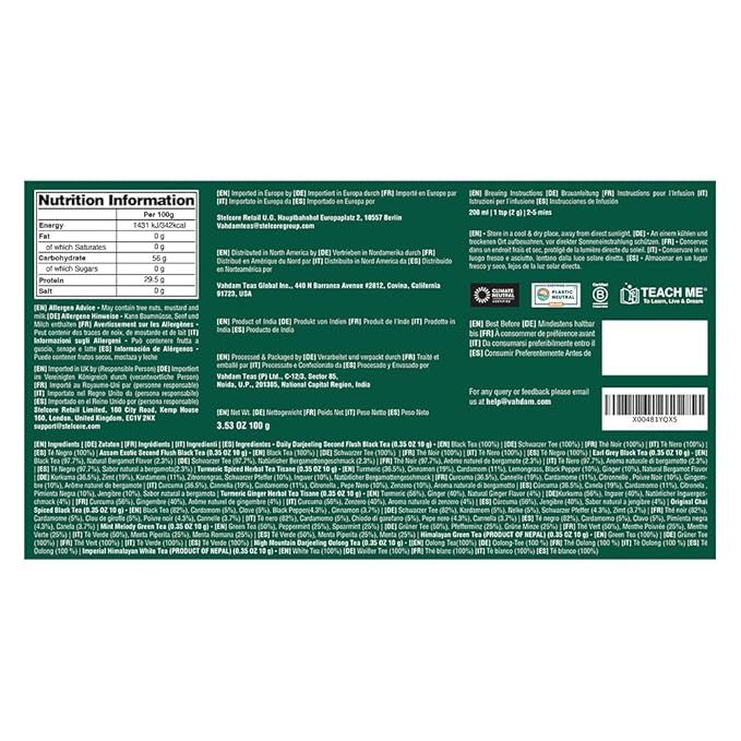 VAHDAM, Assorted Loose Leaf Tea Gift Set (10 Flavors) Gift Ideas for Women & Men | Herbal Tea, Green Tea, Chai Tea & Black Tea Sampler| Non-GMO, Gluten Free | Gifts for Him/Her