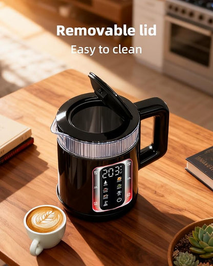 Electric Tea Kettle with Temperature Control, 1.5L Glass smart Water Boiler for Tea, Coffee & Boil, Automatic Shut Off, 12h Keep Warm & One-Touch 6 Presets