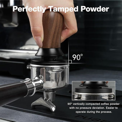 PUSEE 51mm Espresso Coffee Tamper - Premium Barista Coffee Tamper, 30lb Calibrated Double Spring Titanium Coating Base Ground Espresso Tamper, Fits for All 51mm Portafilters, Espresso Accessories