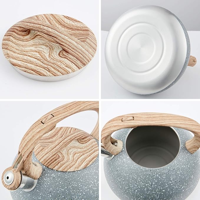 s-p Whistling Tea Kettle Stainless Steel Teapot,Teakettle for Stovetop Induction Stove Top,Fast Boiling Heat Water Tea Pot 2.2 Quart(Gray)