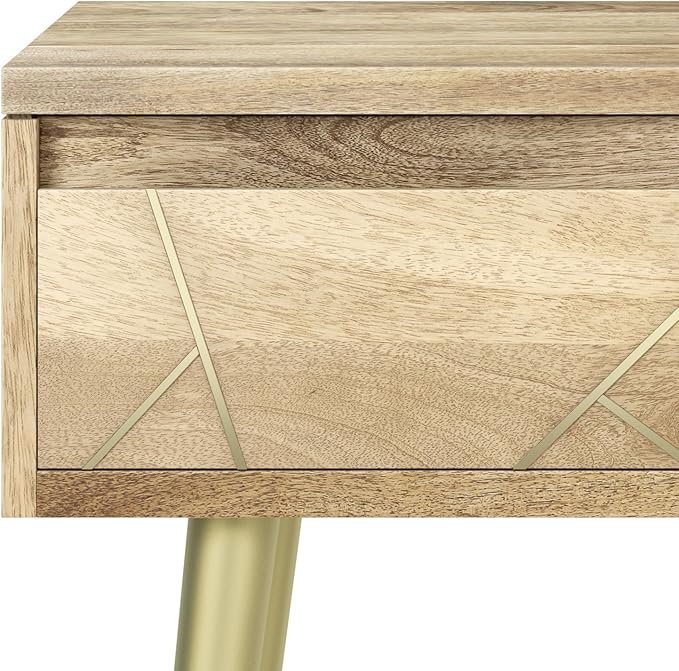 SIMPLIHOME Jager Mid Century - Contemporary 22 inch Wide Metal Side Table in Natural for the Living Room and Bedroom