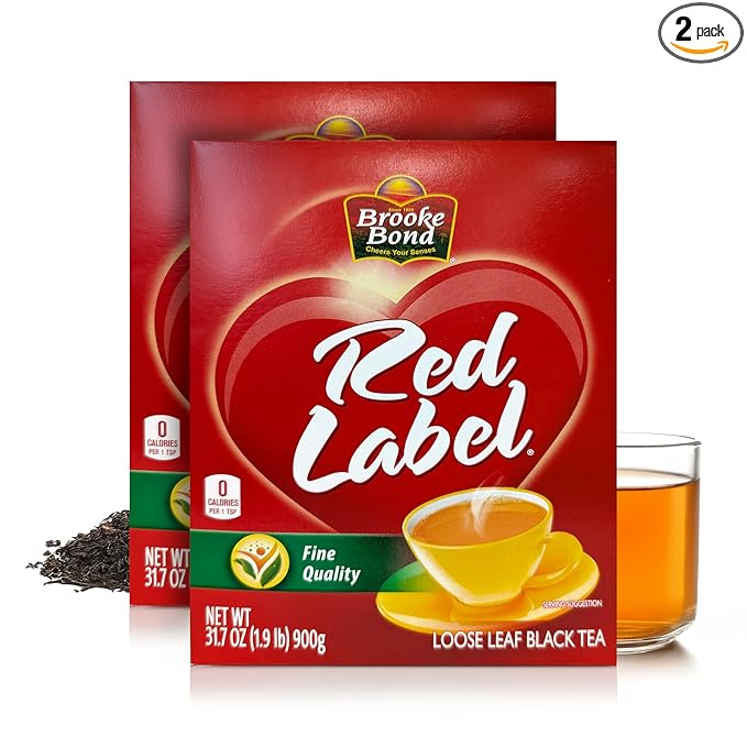 Red Label Tea | Loose Leaf Tea | Premium Brooke Bond | Black Tea | Indian Chai | Rich & Refreshing Flavor | Compatible for Chai | 900 Grams (Pack of 2)