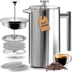 Load image into Gallery viewer, Utopia Kitchen Stainless Steel French Press Coffee Maker 34 Oz (1 Litre) with 2 Extra Filters, French Press Coffee &amp; Tea Maker for Kitchen &amp; Camping, Cold Brew Cafetiere, Silver