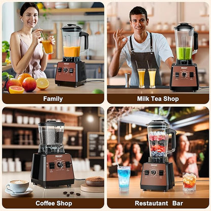 Professional Blender and Grinder Combo 25000RPM Powerful Blenders Kitchen 68oz BPA Free 2 Containers Countertop Blenders Ice, Grinding, Juice (Brown)
