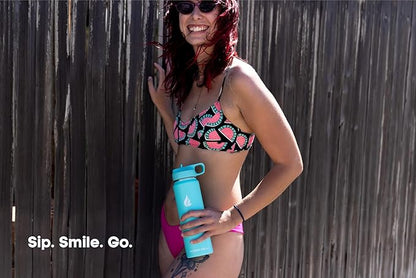 HYDRO CELL Stainless Steel Insulated Water Bottle with Straw - For Cold & Hot Drinks - Metal Vacuum Flask with Screw Cap and Modern Leakproof Sport Thermos for Adults (Teal 24oz)