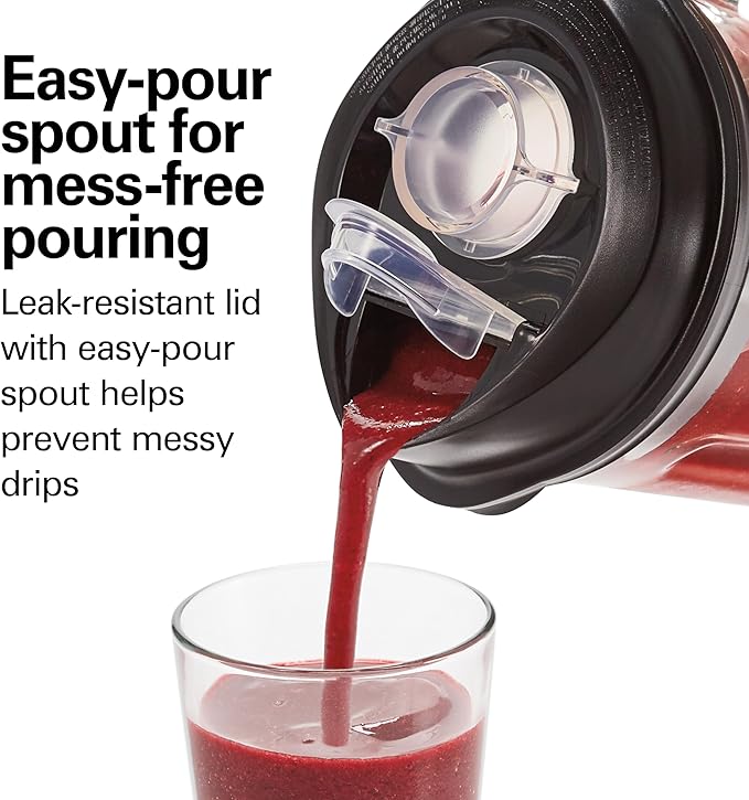 Hamilton Beach PowerMax Professional-Performance Blender for Shakes and Smoothies, Puree and Ice Crush, 48oz BPA-Free Glass Jar, 1680 Peak Watts, Stainless Steel Blades, Gray (58600J)