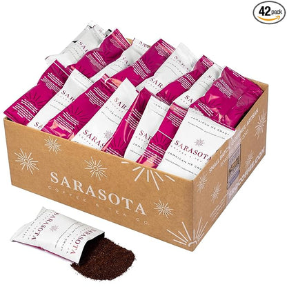 Coffee Packets – Jamaican Me Crazy Flavor | Medium Roast 1.5oz Pre-Measured Packs for 12-Cup Drip Makers | Low Acid Mold-Free Ground | 42 Pouches – Sarasota