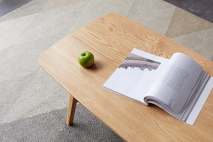 Wood Coffee Table - 100% Solid Oak Wood - Double Storage Coffee Table, Eco-Friendly Finish Center Table - Easy Assembly (Natural, 47.24" D x 22.04" W x 17.32" H)