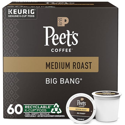 Peet's Coffee, Medium Roast Keurig K-Cup Pods - Big Bang 60 Count (6 Boxes of 10 K-Cup Pods)