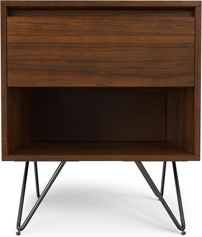 SIMPLIHOME Hunter 20 inch Wide Industrial Modern Nightstand in Walnut for the Living Room and Bedroom