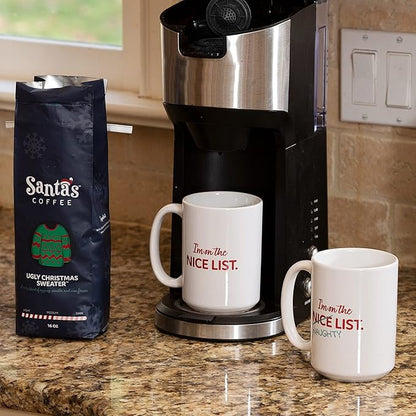 Santa's Coffee Ugly Christmas Sweater Eggnog Blend, Medium Roast - Whole Bean, 16oz Bag, Holiday Seasonal Blend – Christmas Gift for Coffee Lovers