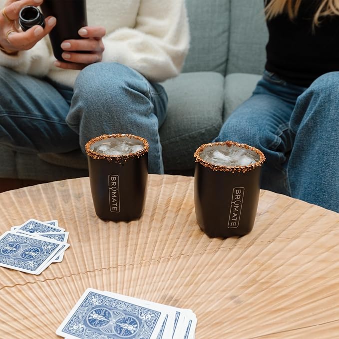 BrüMate Rocks 100% Leak-Proof 12oz Insulated Lowball Cocktail & Whiskey Tumbler - Double Wall Vacuum Stainless Steel - Camping, Travel Tumbler & Cocktail Glass (Nightfall Blue)