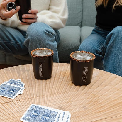 BrüMate Rocks 100% Leak-Proof 12oz Insulated Lowball Cocktail & Whiskey Tumbler - Double Wall Vacuum Stainless Steel - Camping, Travel Tumbler & Cocktail Glass (Nightfall Blue)