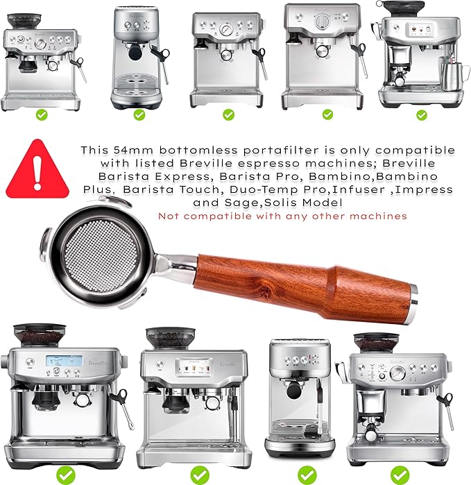 54mm Espresso Tamper Kit for Breville Machines Includes Tamping Station, Bottomless Portafilter, Spring Tamper, Distribution Tool and WDT Distributor