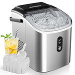 Load image into Gallery viewer, EUHOMY Countertop Ice Maker Machine with Handle, 26.3lbs Per Day, 9 Cubes in 6 Mins, Auto-Cleaning Portable Ice Maker with Basket and Scoop, for Home/Kitchen/Camping/RV (Silver)