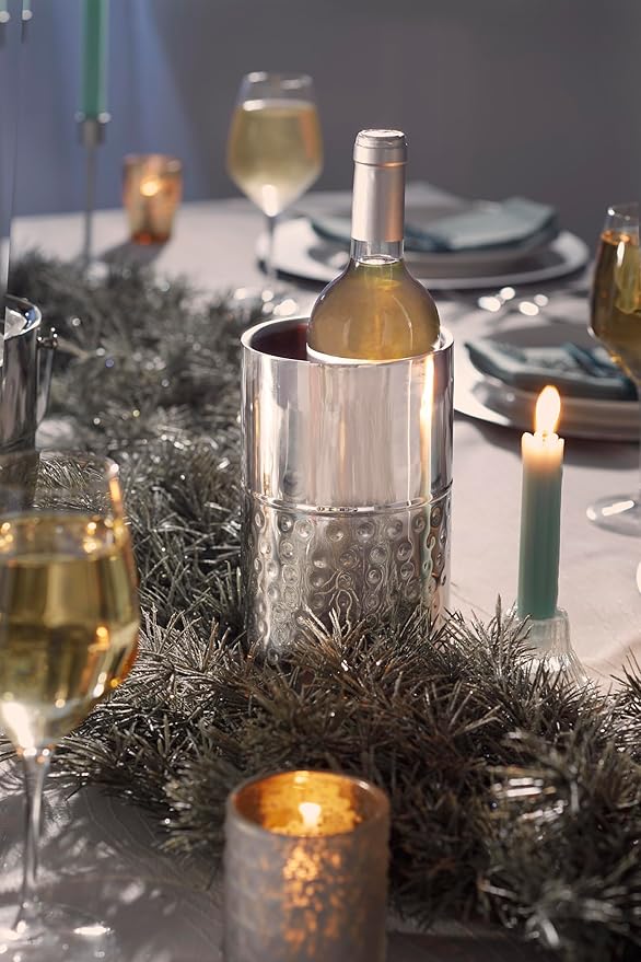 Personalization Universe Lavish Last Name Personalized Wine Chiller - Custom Engraved, Double-Walled Insulated, Stainless Steel Wine Cooler with Hand-Hammered Detail, Ideal for Wine Lovers