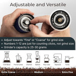 Load image into Gallery viewer, Manual Coffee Grinder by Alpaca Ventures - Stainless Steel Conical Burr Coffee Grinder Manual with Adjustable Setting Double Bearing Hand Espresso Grinder Perfect for Home, Office and Camping
