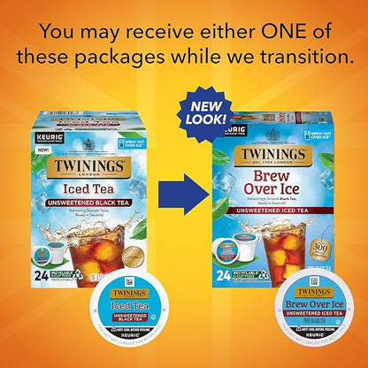 Twinings Brew Over Ice Unsweetened Black Iced Tea K-Cup Pods for Keurig, 24 Count (Pack of 1), Refreshing, Smooth, Caffeinated