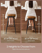 Load image into Gallery viewer, VASAGLE EKHO Collection - Swivel Bar Stools Set of 2, Bar Height Backless Bar Stools, Synthetic Leather with Stitching, Mid-Century Modern, 30-Inch Tall Kitchen Barstools for Home Bar, Caramel Brown