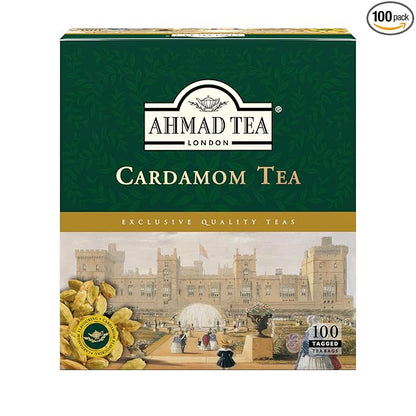 Ahmad Tea Black Tea, Cardamom Teabags (No Envelopes), 100 ct - Caffeinated and Sugar-Free