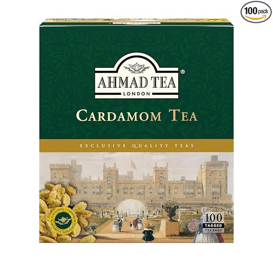 Ahmad Tea Black Tea, Cardamom Teabags (No Envelopes), 100 ct - Caffeinated and Sugar-Free