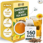 Load image into Gallery viewer, LeafLea Dandelion Root Tea Bags, 160 Dandelion Tea Bags Promotes Healthy Digestion &amp; Immune Function, Herbal Tea from Pure Roasted Dandelion Root, Caffeine-Free, Vegan, Gluten-Free, No Sugar, 4 Pack