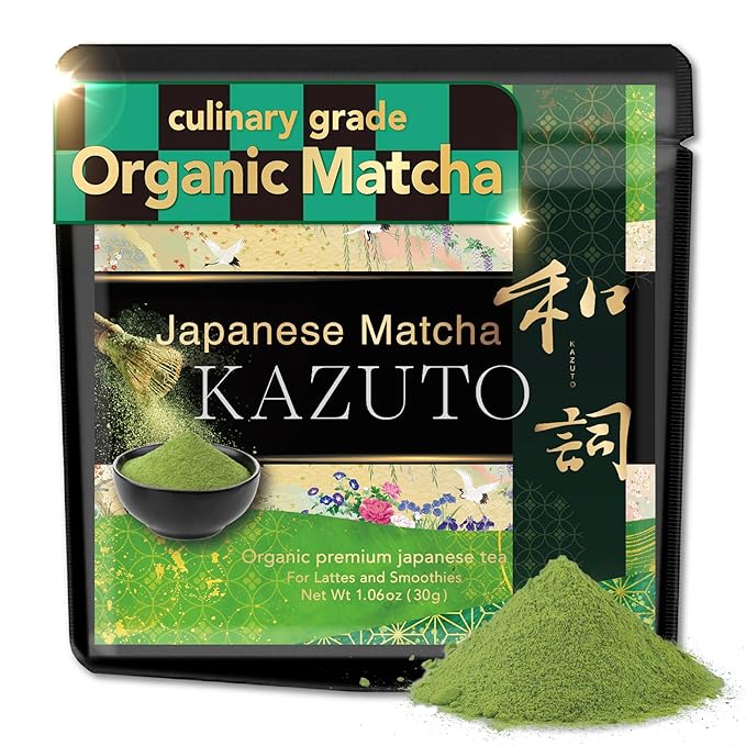 Kazuto Matcha Organic For latte And Cooking – Authentic Japanese First Harvest Culinary Grade Matcha Green Tea Powder from Shizuoka Antioxidants Unsweetned