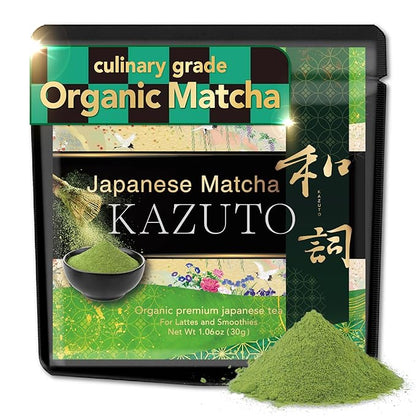 Kazuto Matcha Organic For latte And Cooking – Authentic Japanese First Harvest Culinary Grade Matcha Green Tea Powder from Shizuoka Antioxidants Unsweetned